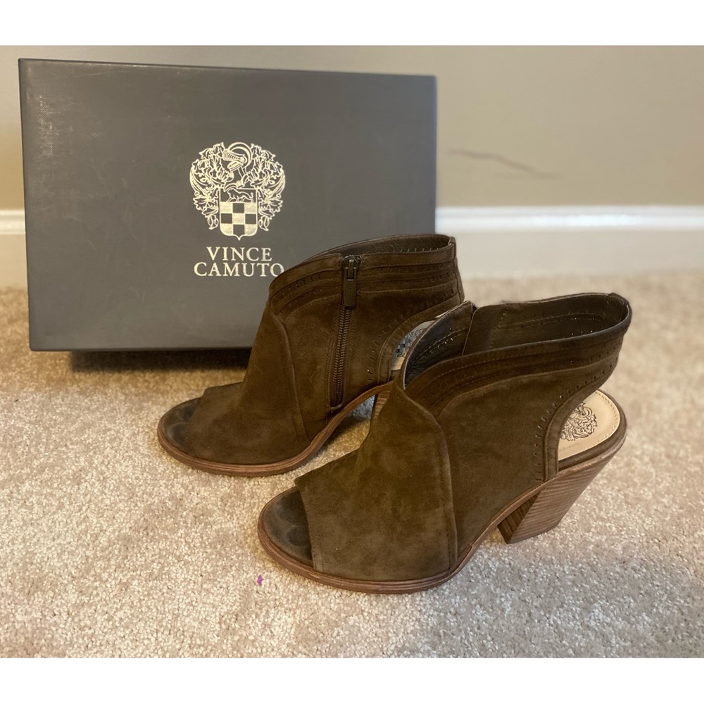 Vince Camuto VC-Koral Valleywood True Suede Open Toe Heeled Bootie NO BOX